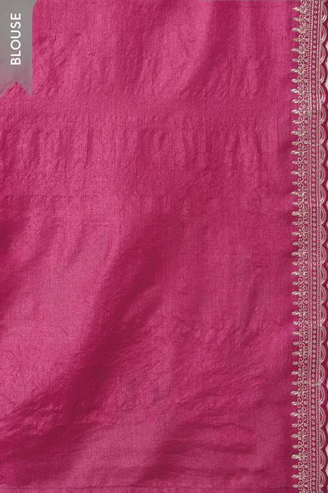 Pink Pure Tussar Silk Embroidered Saree thumbnail image number null