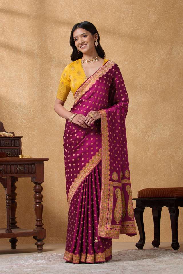 Purple Woven Pure Viscose Saree thumbnail image number null