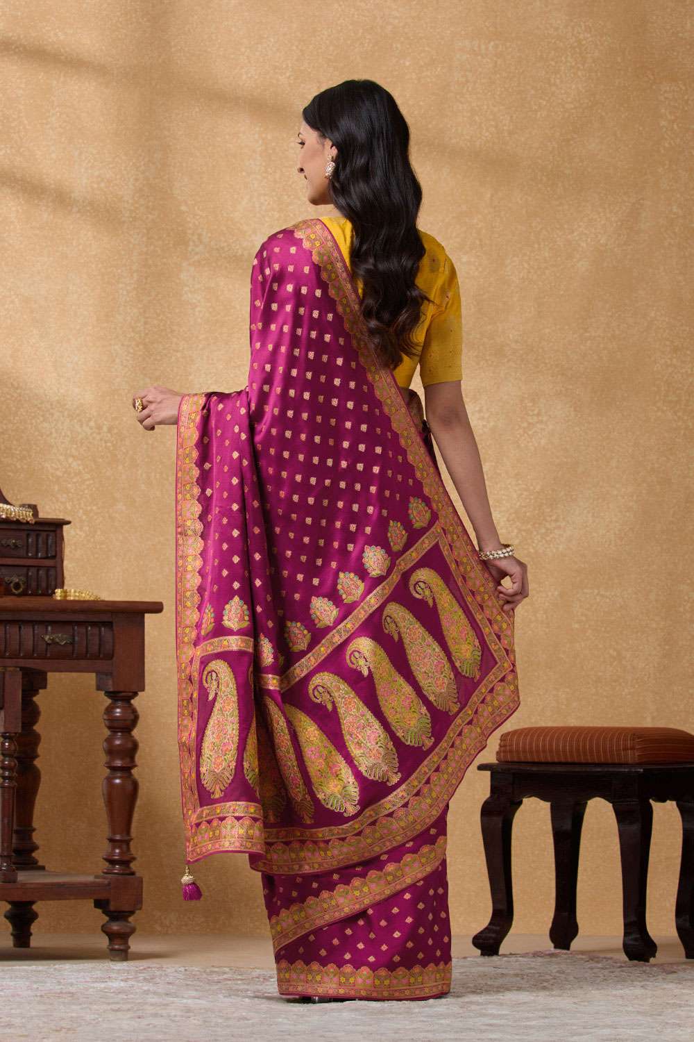 Purple Woven Pure Viscose Saree image number null