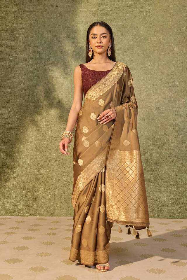 Light Green Woven Viscose Satin Saree thumbnail image number null