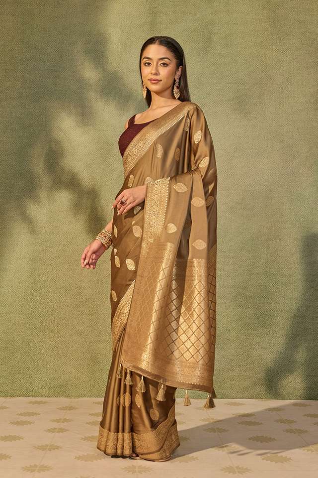 Light Green Woven Viscose Satin Saree thumbnail image number null