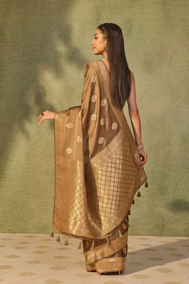 Light Green Woven Viscose Satin Saree thumbnail image number null