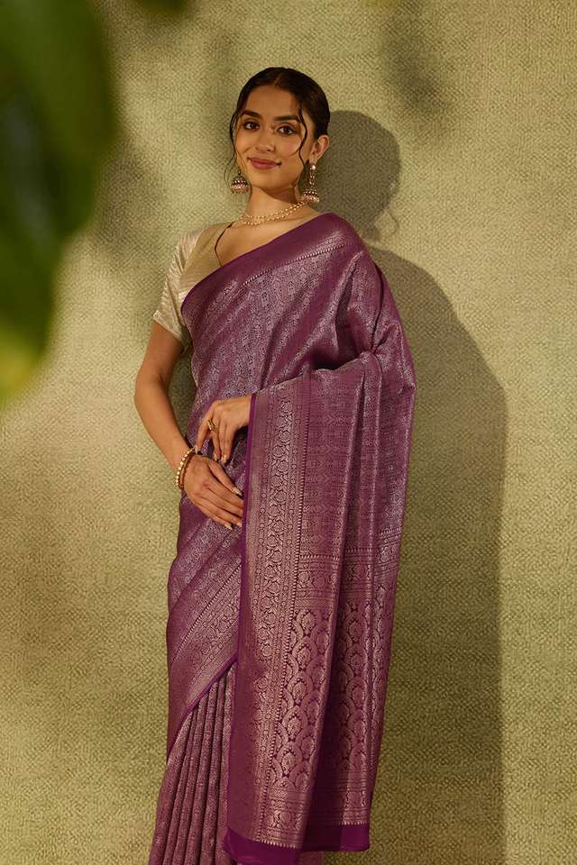 Purple Pure Viscose Woven Saree image number