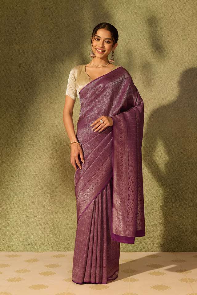 Purple Pure Viscose Woven Saree thumbnail image number null