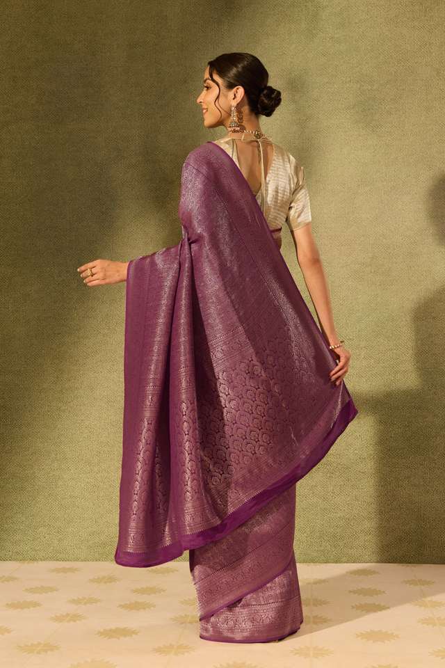 Purple Pure Viscose Woven Saree thumbnail image number null