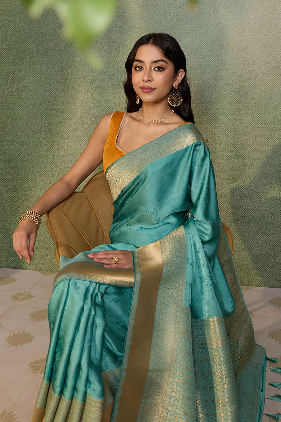 Blue Viscose Satin Tanchoi Saree