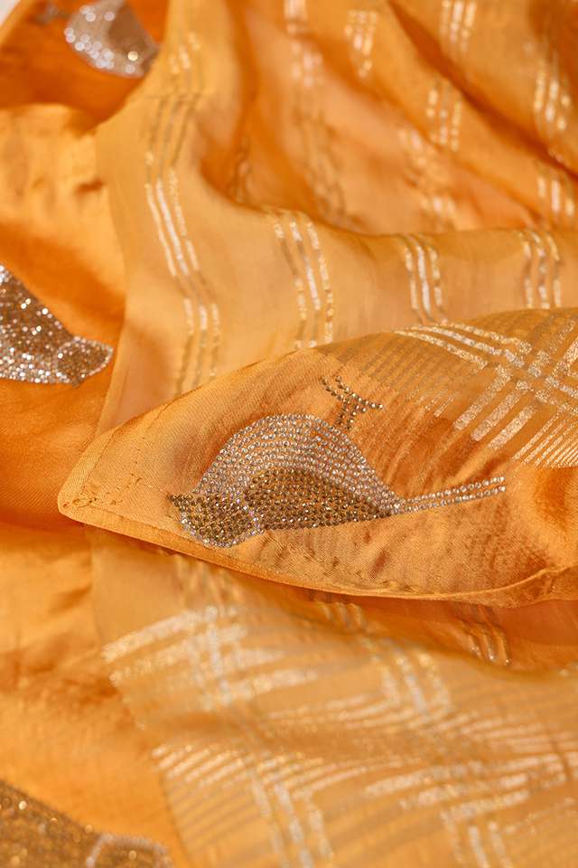 Yellow Embroidered Pure Viscose Saree thumbnail image number null
