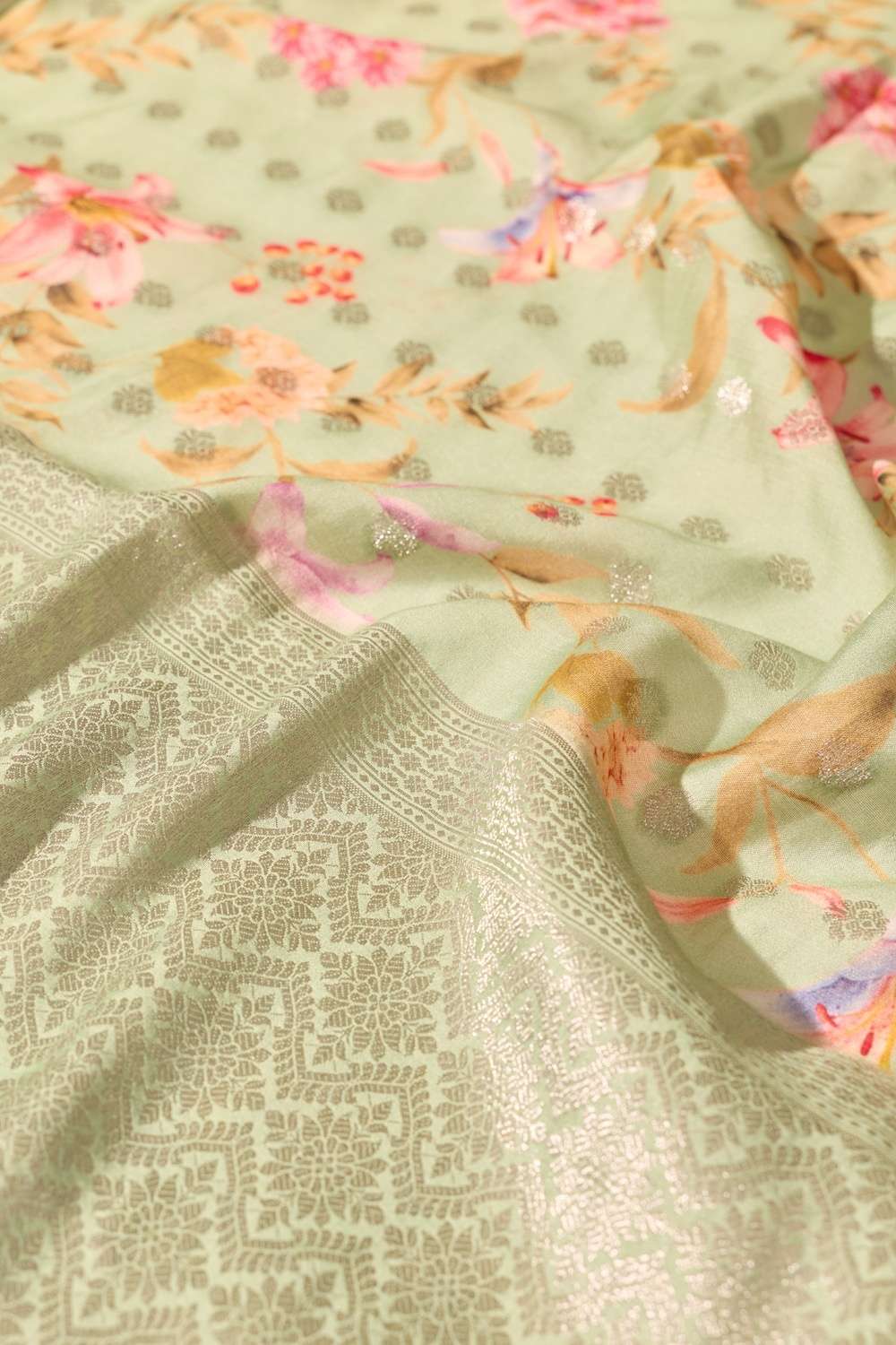 Light Green  Printed Silk Viscose Saree image number null