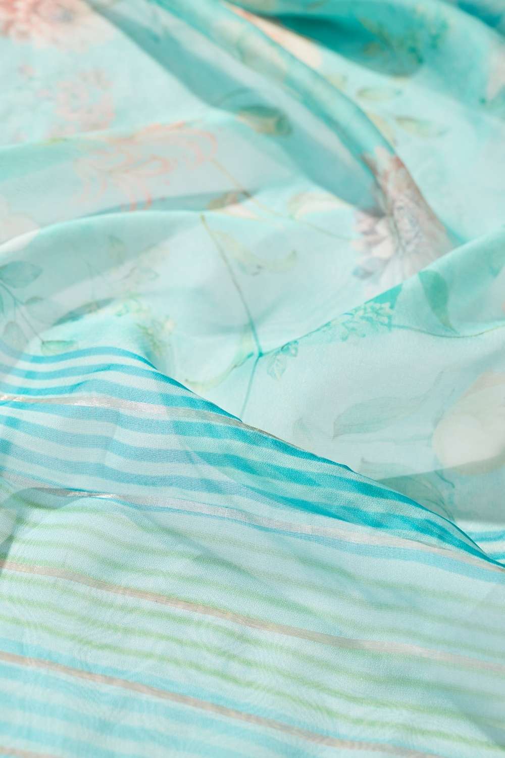 Light Blue  Printed Silk Viscose Saree image number null