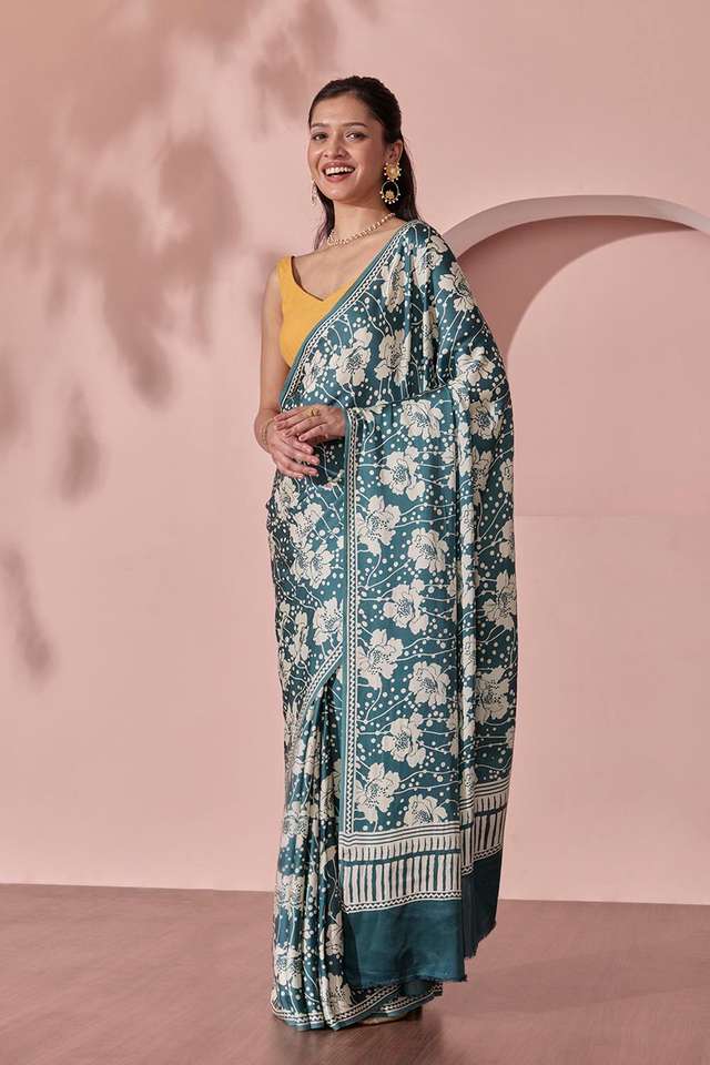 Green Pure Viscose Screen Printed Saree thumbnail image number null