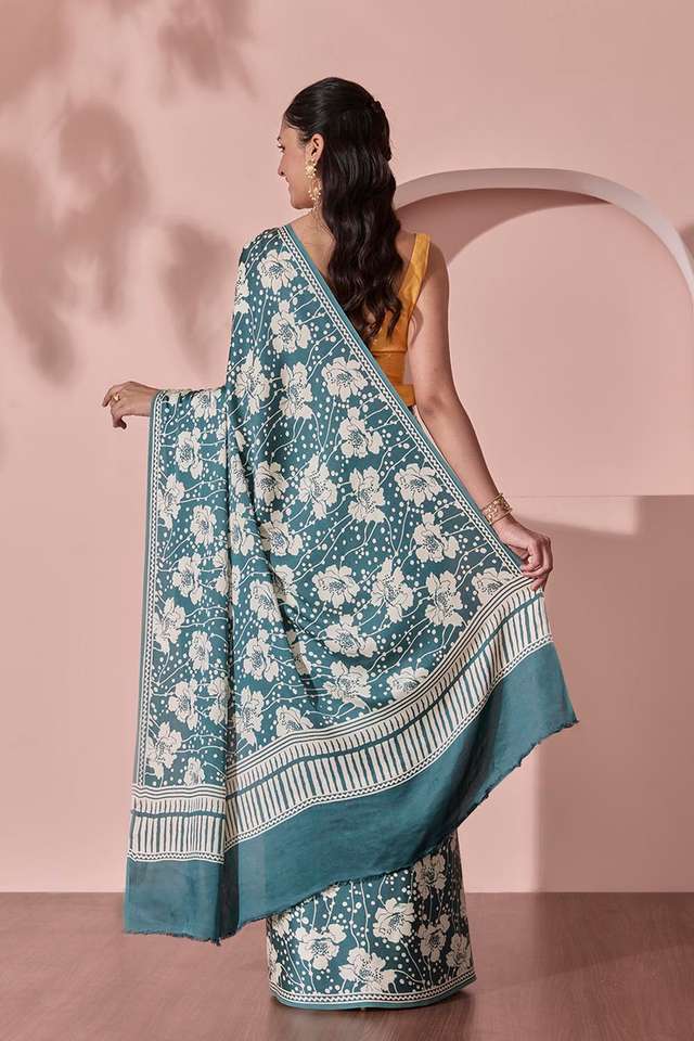 Green Pure Viscose Screen Printed Saree thumbnail image number null