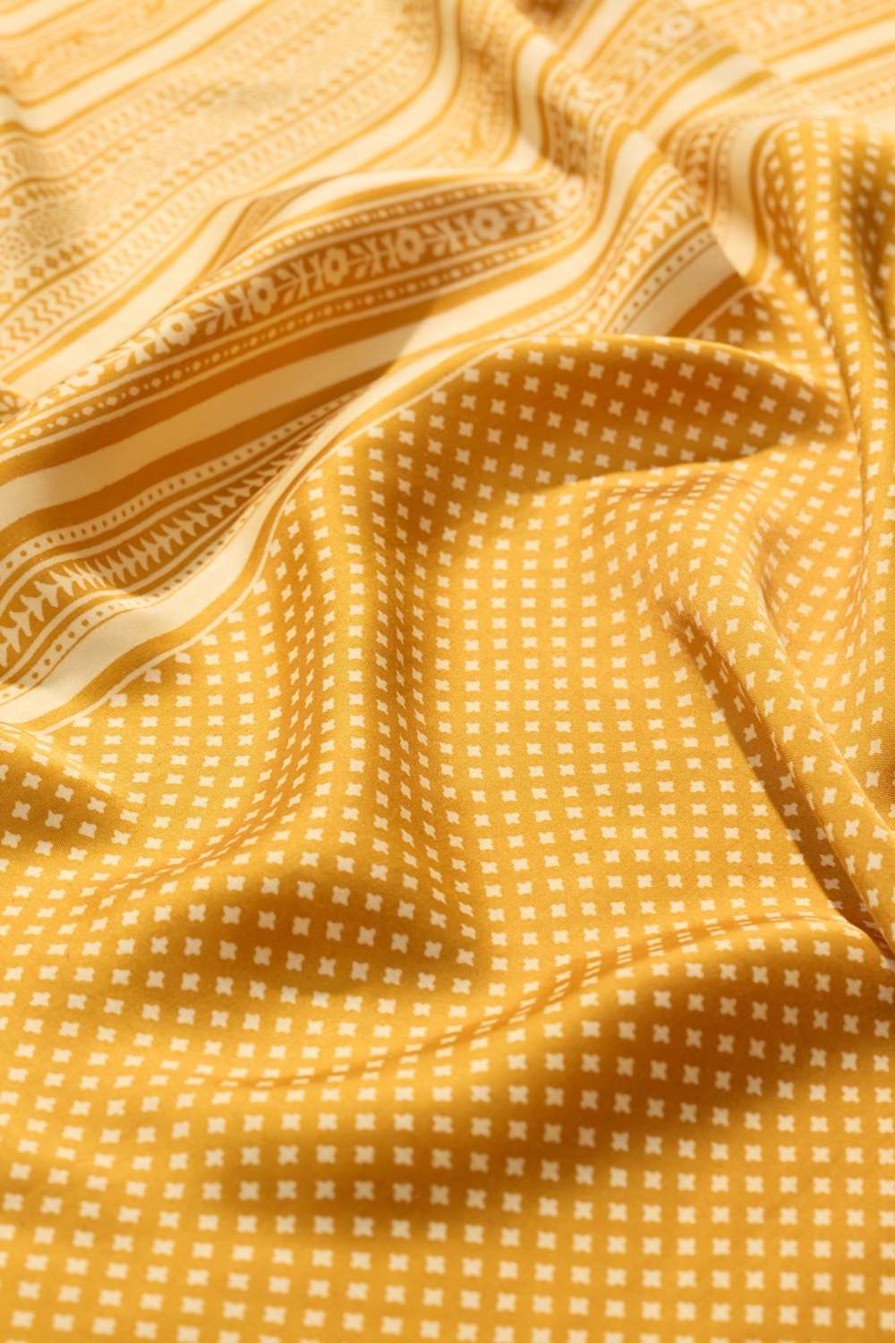 Yellow Screen Printed Pure Viscose Saree image number null