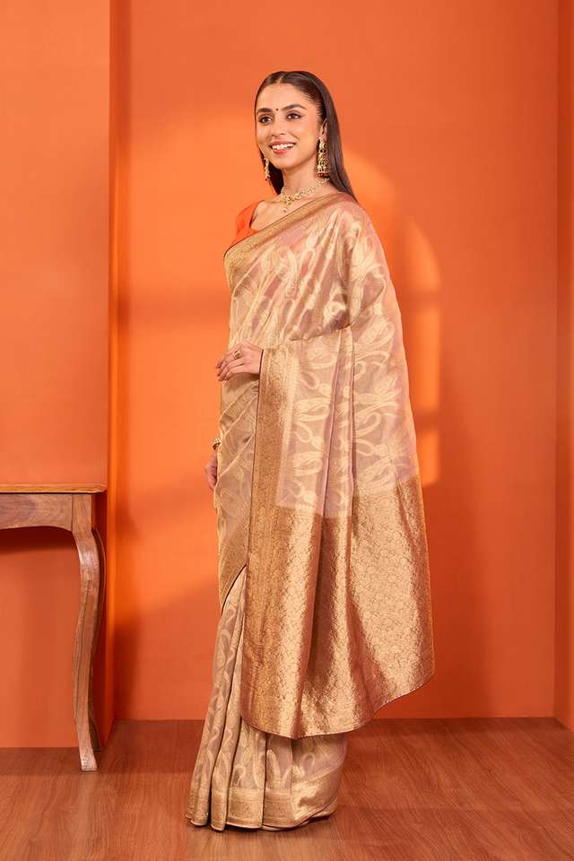 Light Violet  Woven Viscose Tissue Saree thumbnail image number null