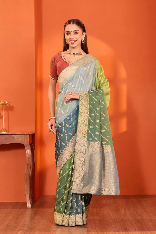 Green  Woven Viscose Tissue Saree thumbnail image number null