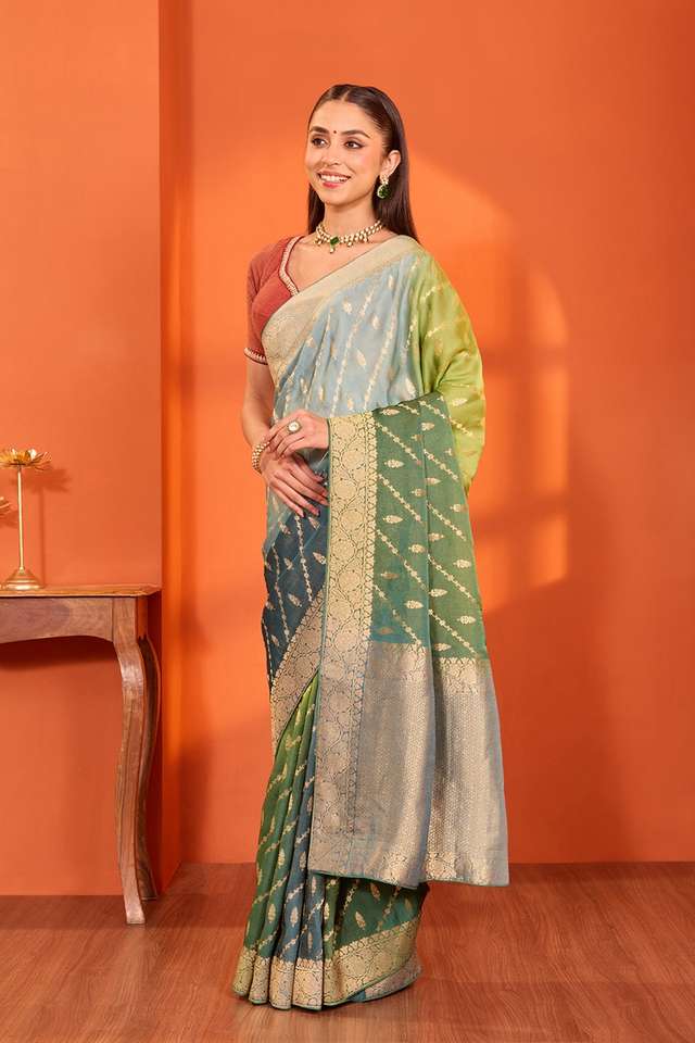 Green  Woven Viscose Tissue Saree thumbnail image number null