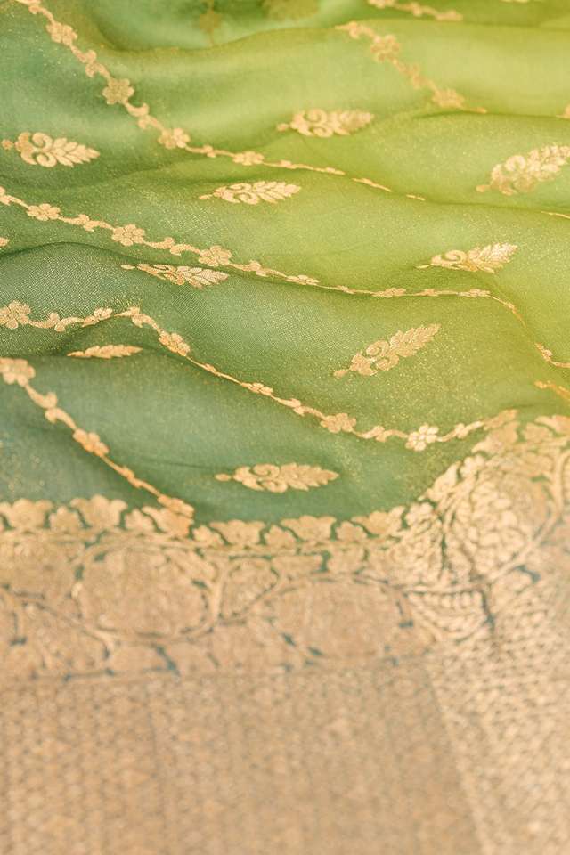 Green  Woven Viscose Tissue Saree thumbnail image number null