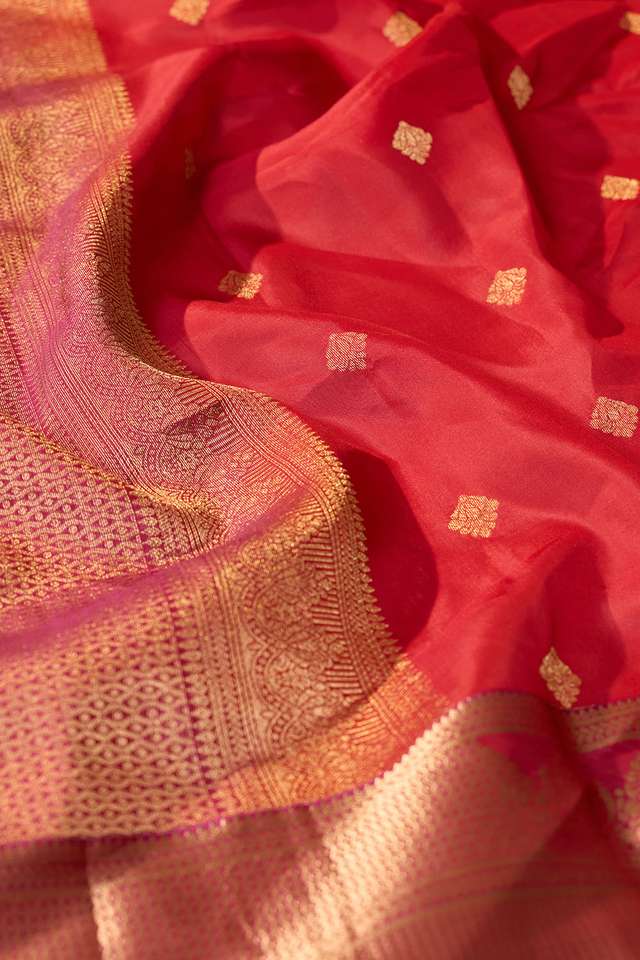 Dark Red Woven Apsara Silk Viscose Saree thumbnail image number null