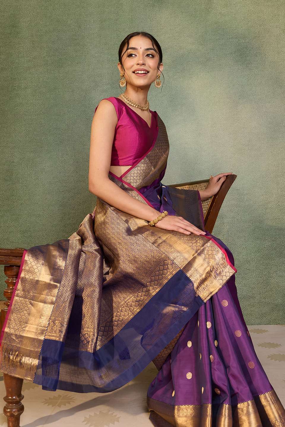 Purple Woven Apsara Silk Viscose Saree