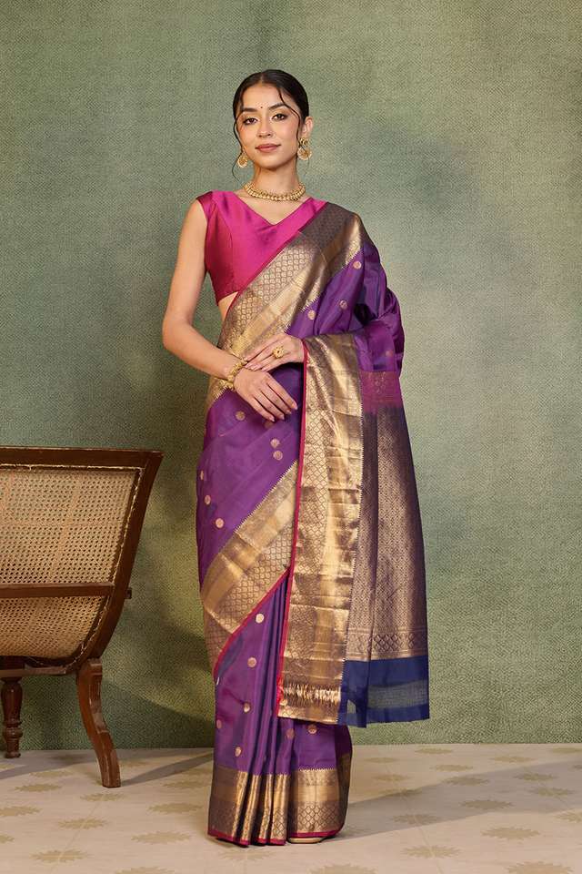 Purple Woven Apsara Silk Viscose Saree thumbnail image number null