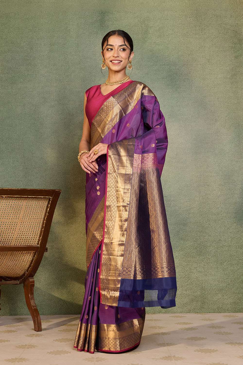 Purple Woven Apsara Silk Viscose Saree image number null