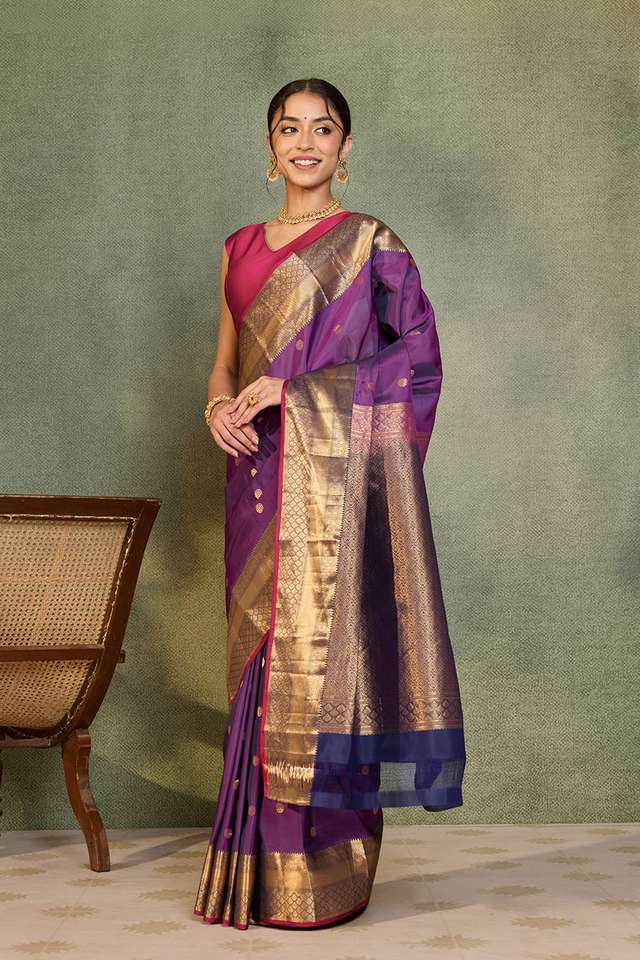 Purple Woven Apsara Silk Viscose Saree thumbnail image number null