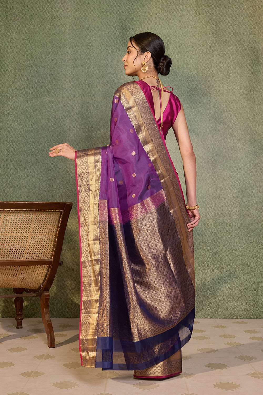Purple Woven Apsara Silk Viscose Saree image number null