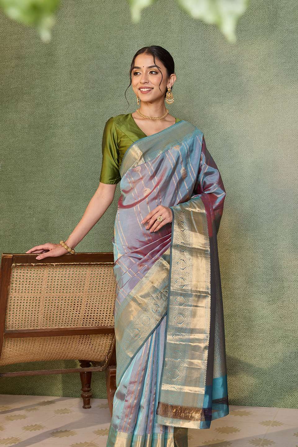 Light Blue Woven Apsara Silk Viscose Saree