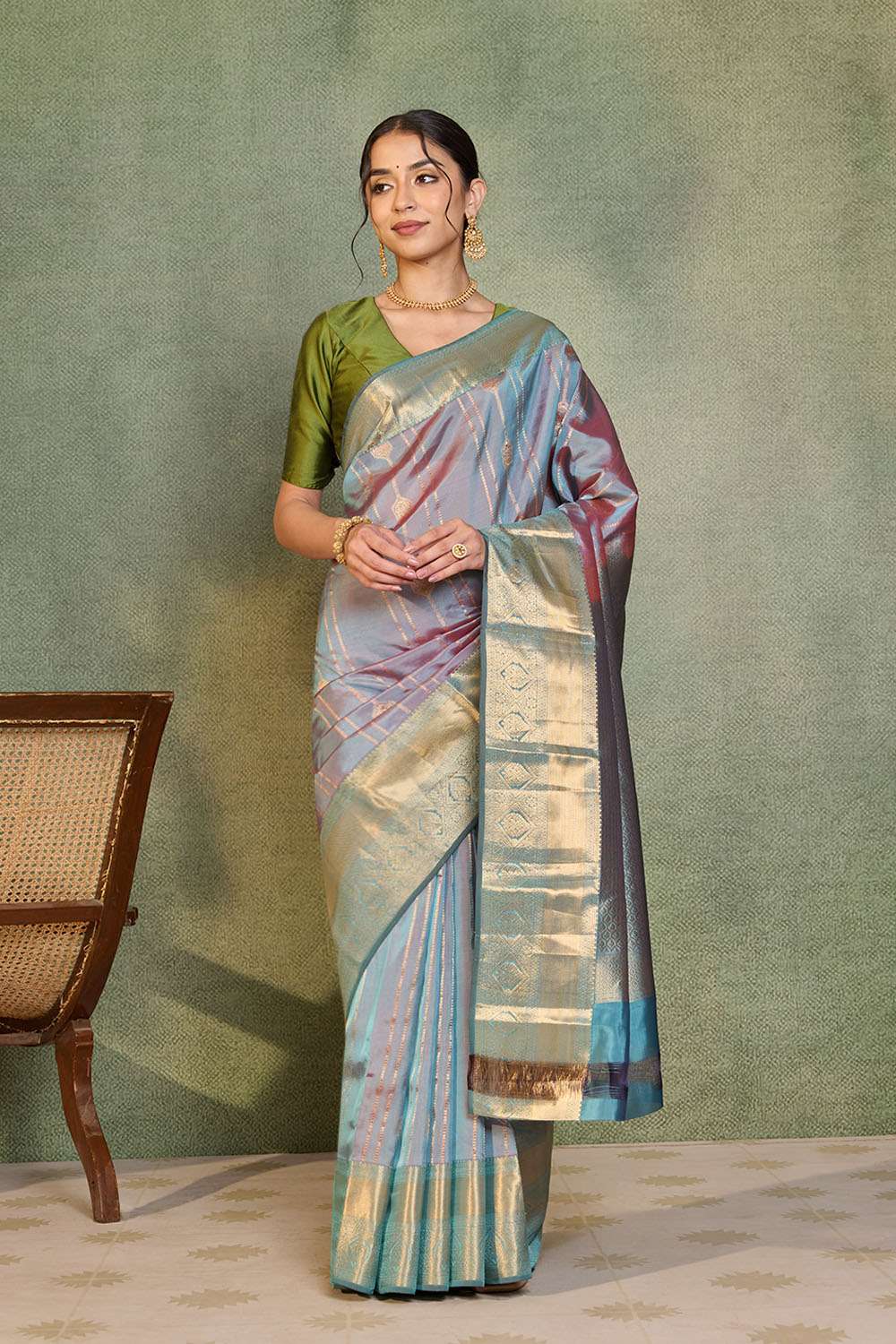 Light Blue Apsara Silk Viscose Woven Saree image number null