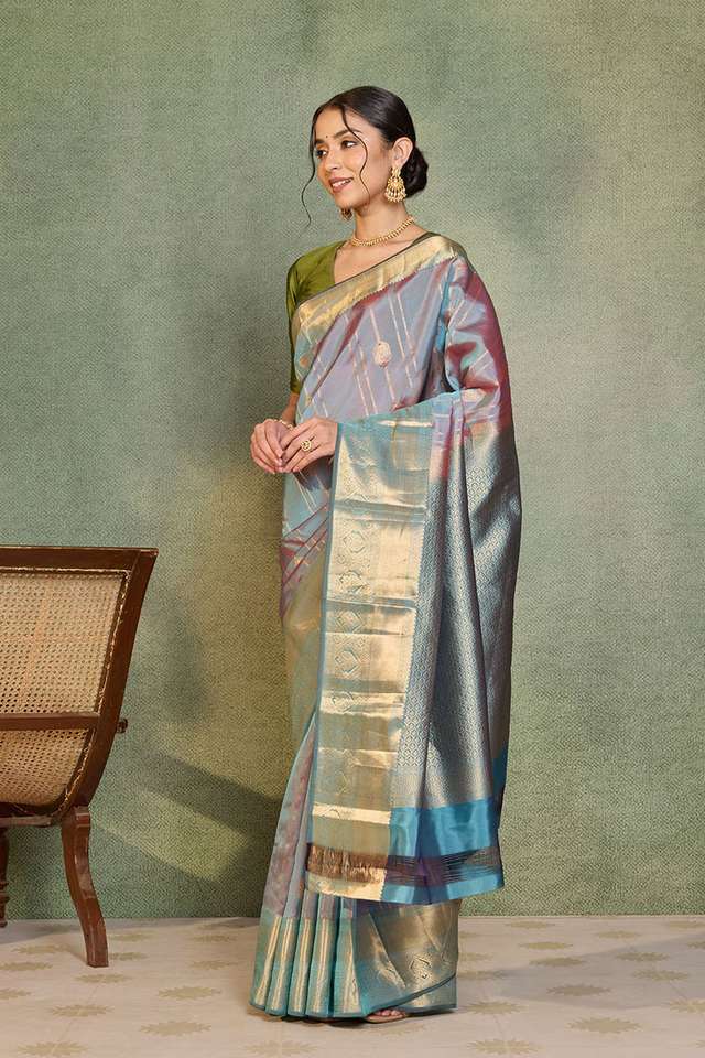Light Blue Apsara Silk Viscose Woven Saree thumbnail image number null