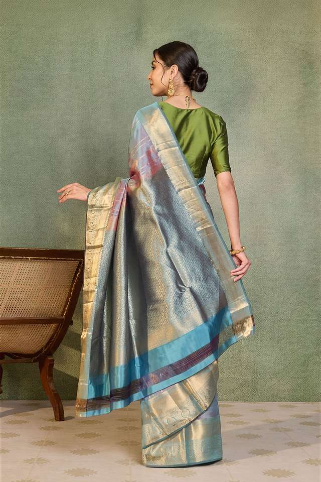 Light Blue Apsara Silk Viscose Woven Saree thumbnail image number null