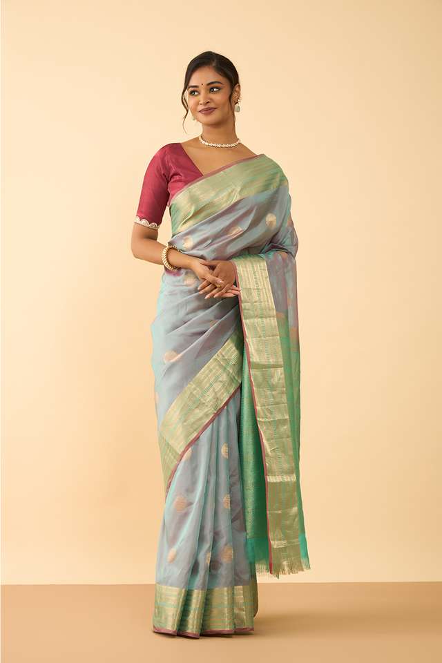 Grey Woven Silk Viscose Saree thumbnail image number null