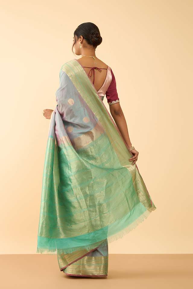 Grey Woven Silk Viscose Saree thumbnail image number null