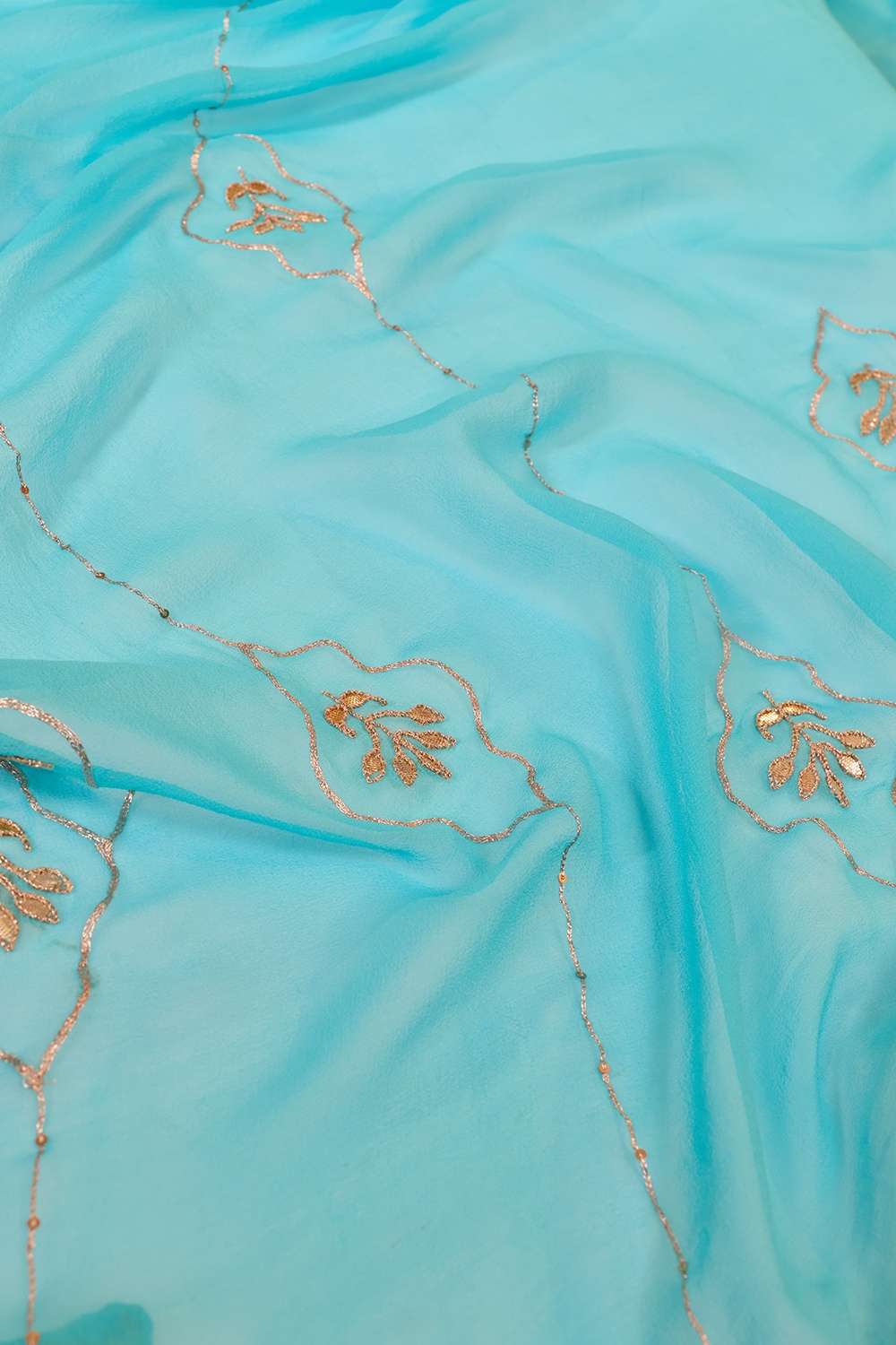 Blue Rajasthan Pure Silk Georgette Gota Patti Saree image number null