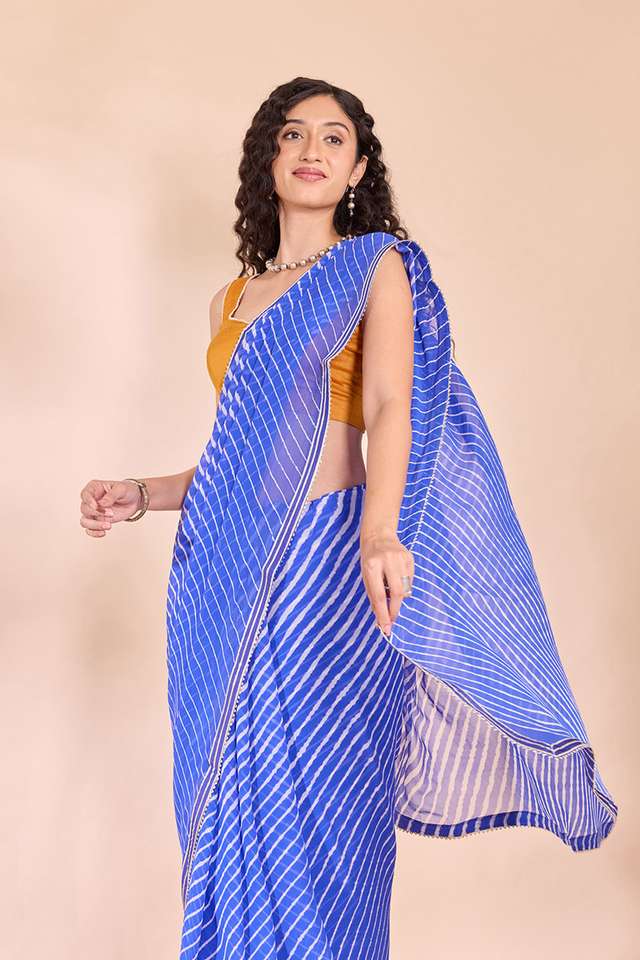 Blue Rajasthan Pure Silk Georgette Leheriya Saree image number
