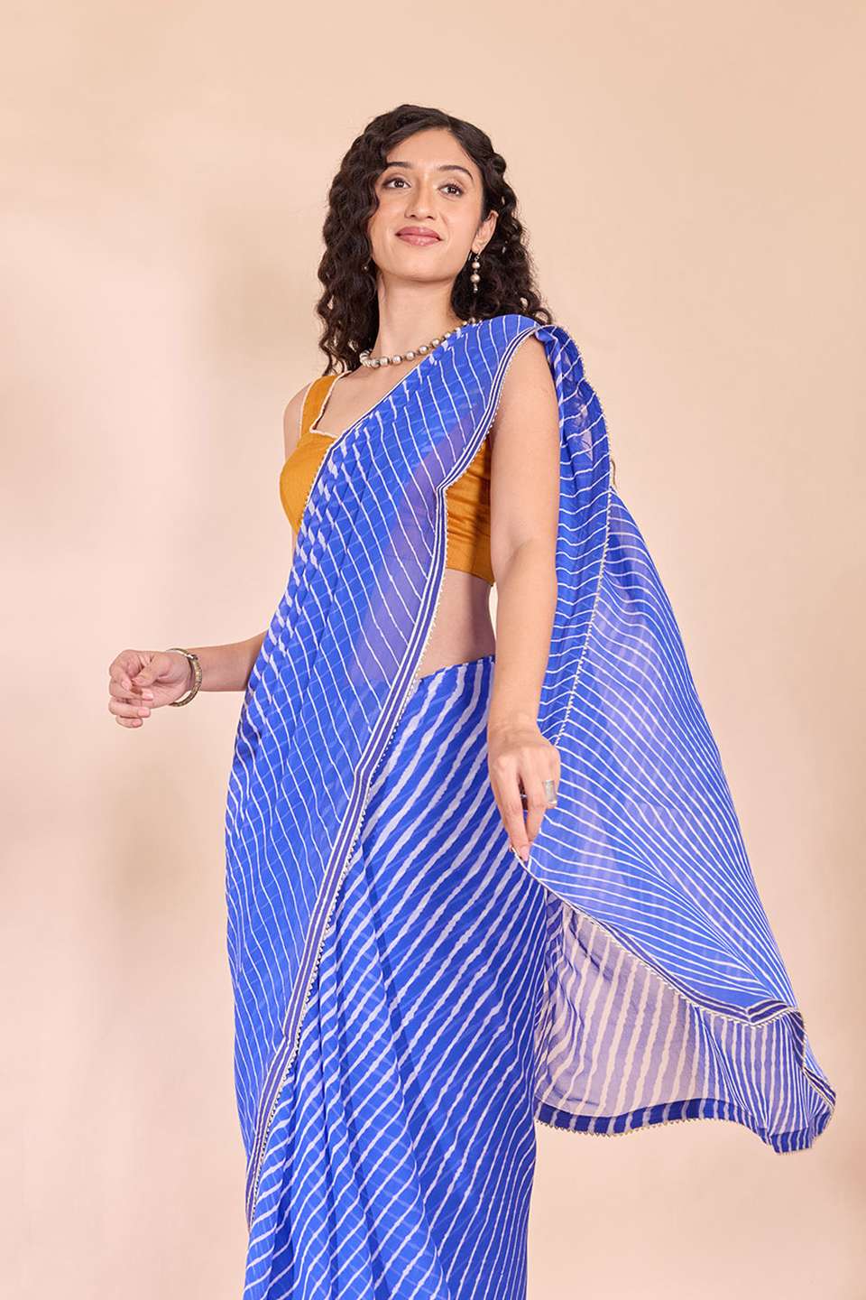 Blue Rajasthan Pure Silk Georgette Leheriya Saree