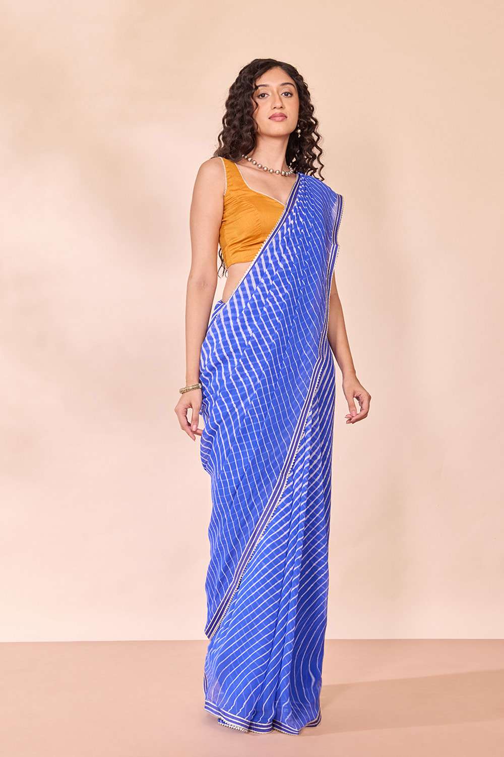 Blue Rajasthan Pure Silk Georgette Leheriya Saree image number null
