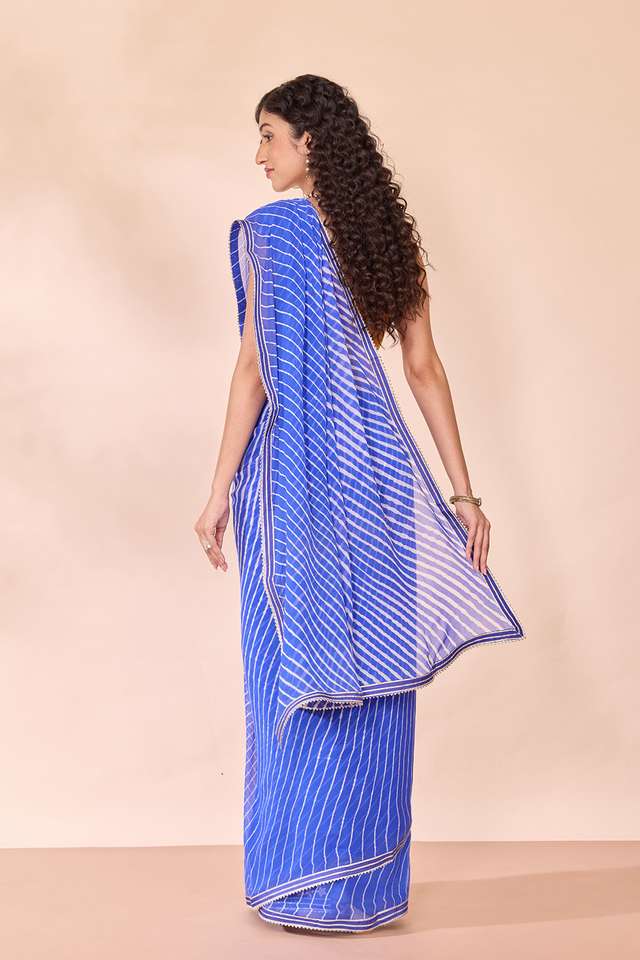 Blue Rajasthan Pure Silk Georgette Leheriya Saree thumbnail image number null