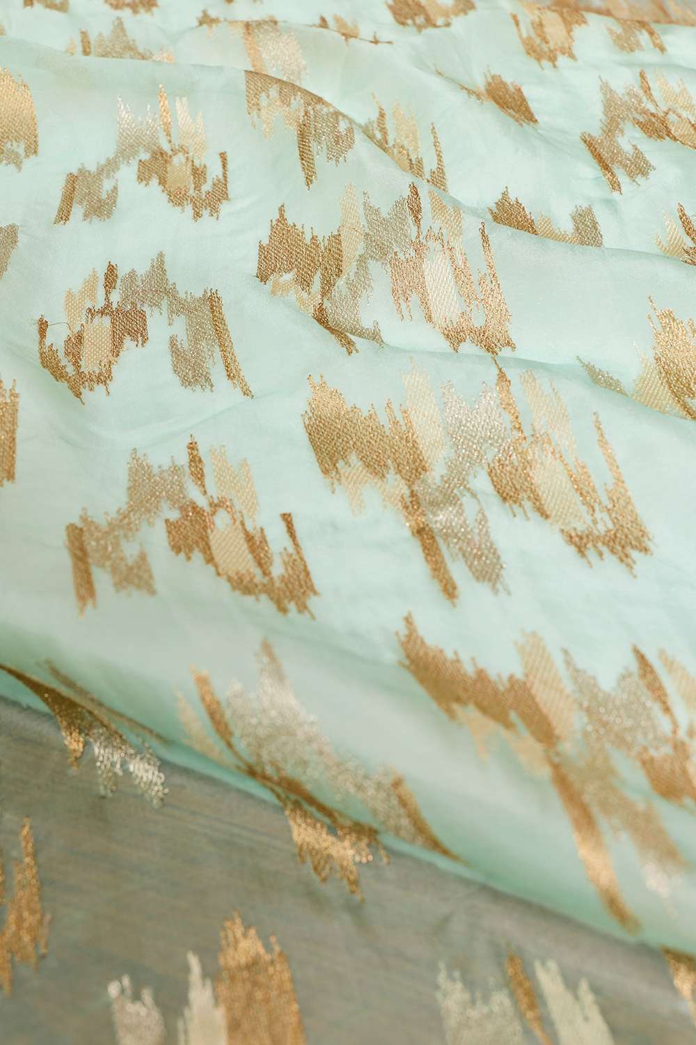 Light Blue Pure Silk Organza Embroidered Saree image number null