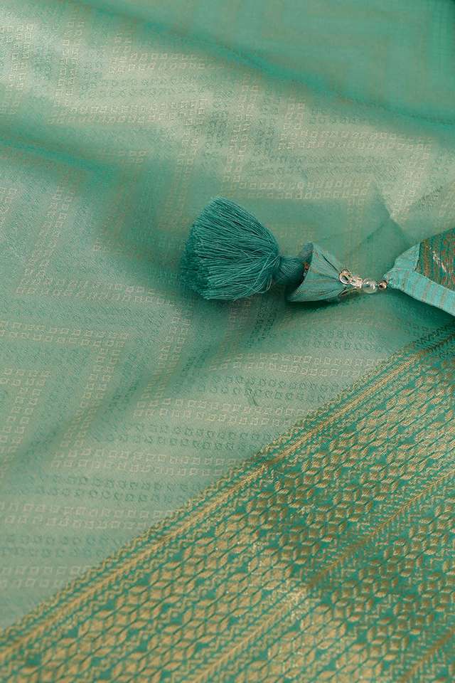 Light Blue Woven Viscose Tissue Saree thumbnail image number null