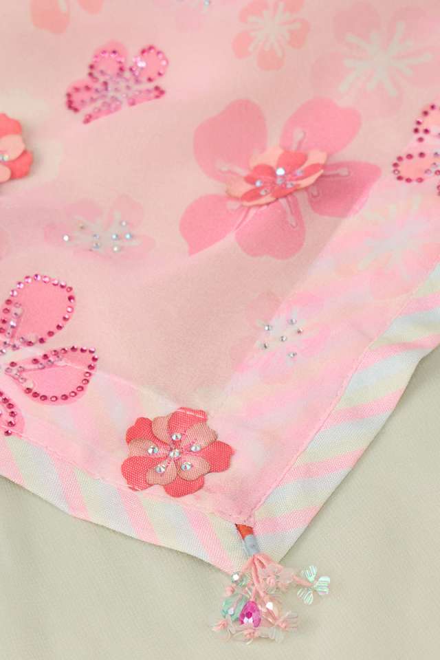 Light Pink Printed Viscose Georgette Saree thumbnail image number null