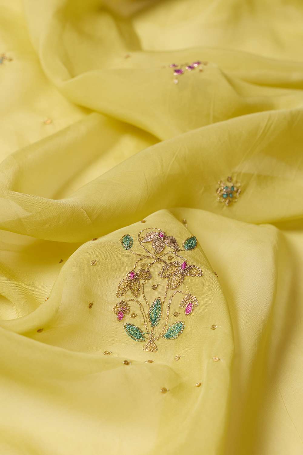 Light Green   Viscose Organza Embroidered Saree image number null