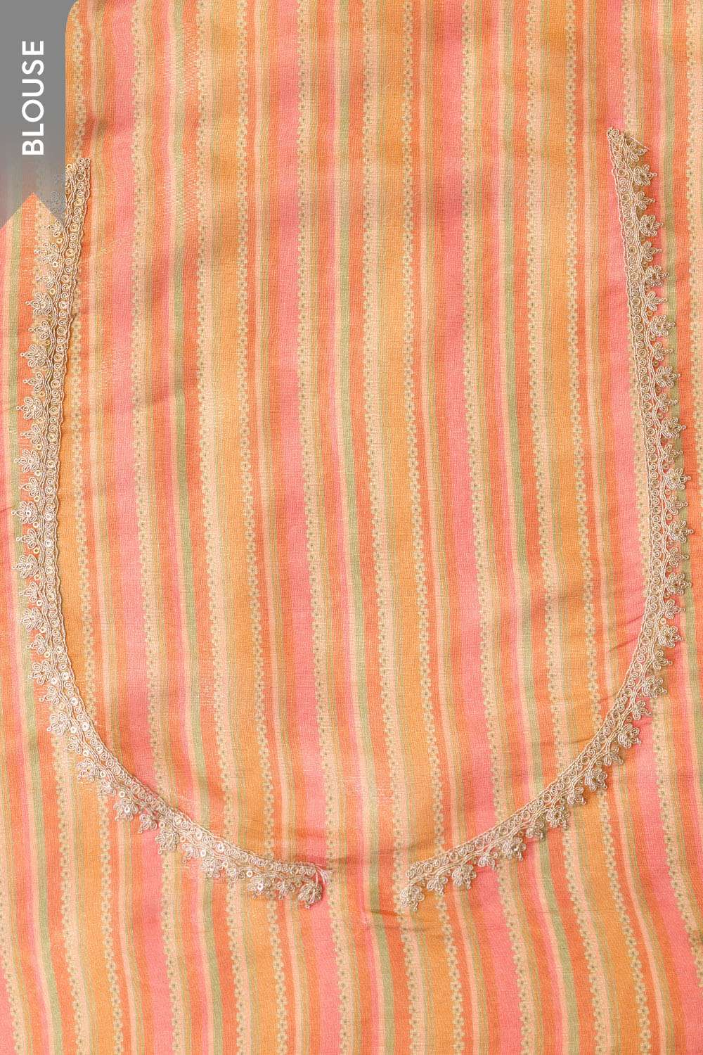 Orange Viscose Tissue Embroidered Saree image number null