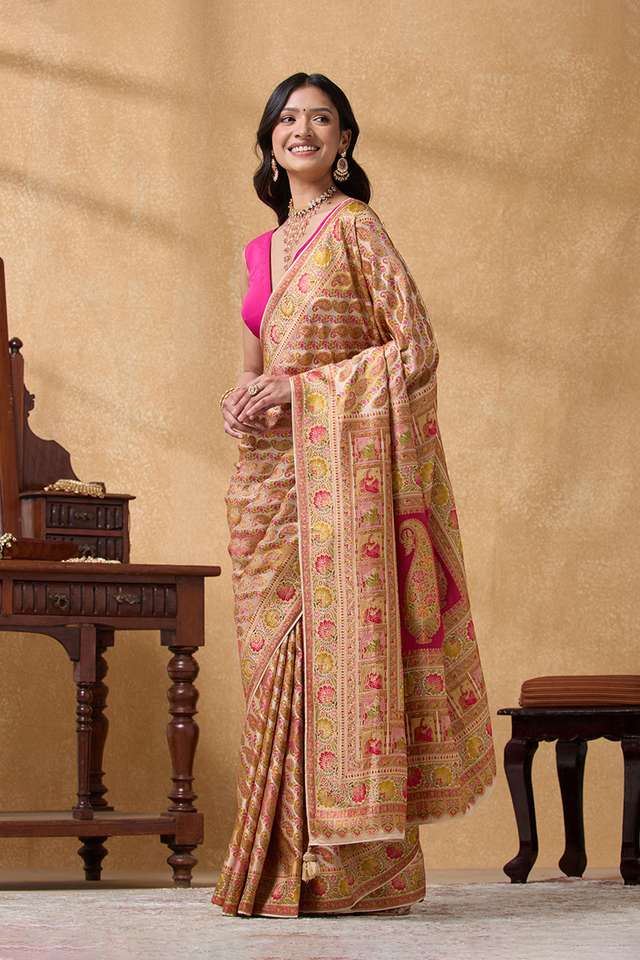 Beige Woven Pure Viscose Saree thumbnail image number null