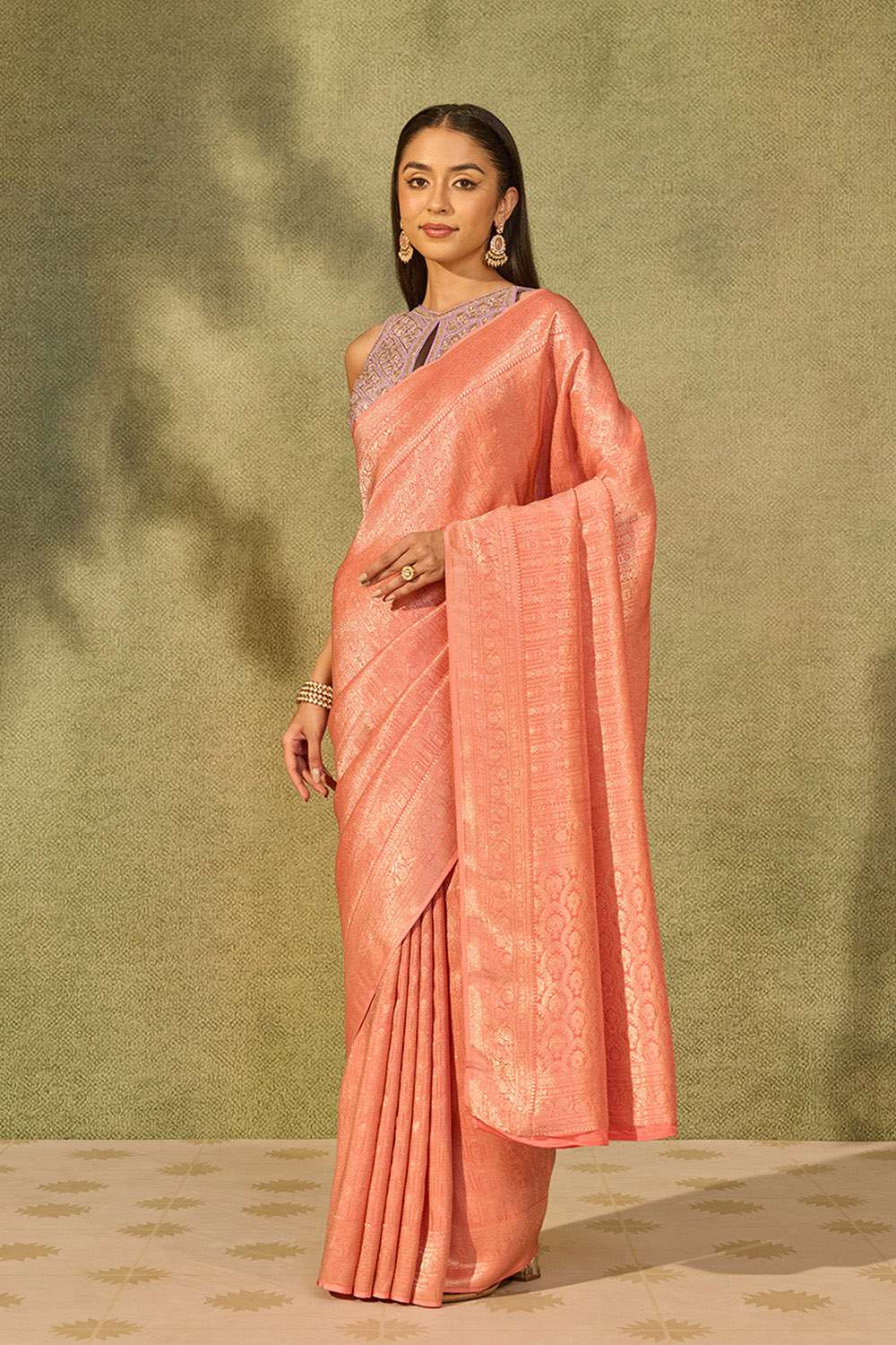Light Pink Woven Pure Viscose Saree image number null