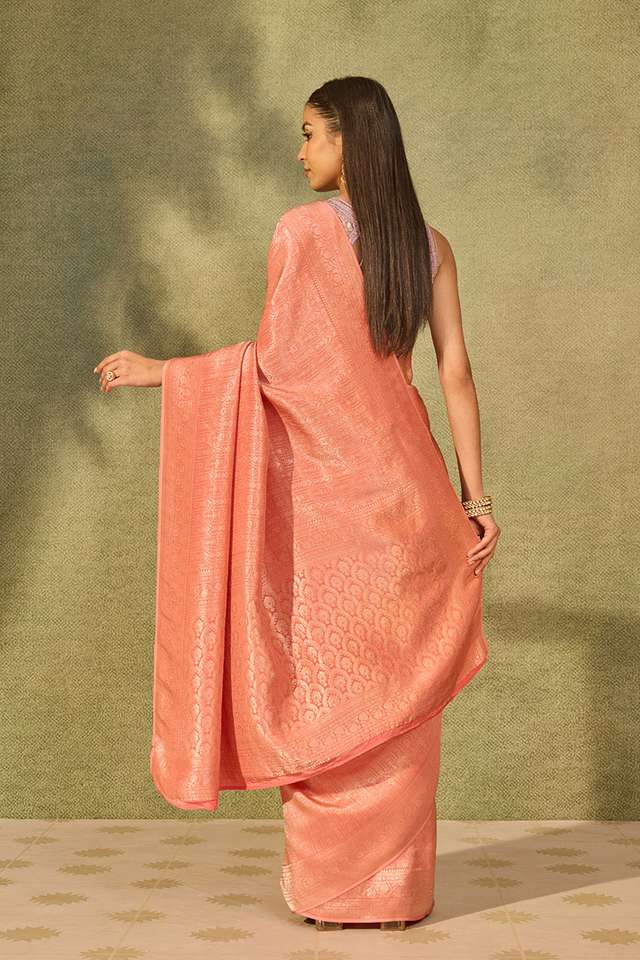Light Pink Woven Pure Viscose Saree thumbnail image number null