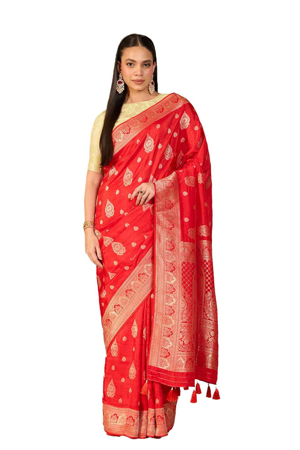 Red Woven Pure Viscose Saree