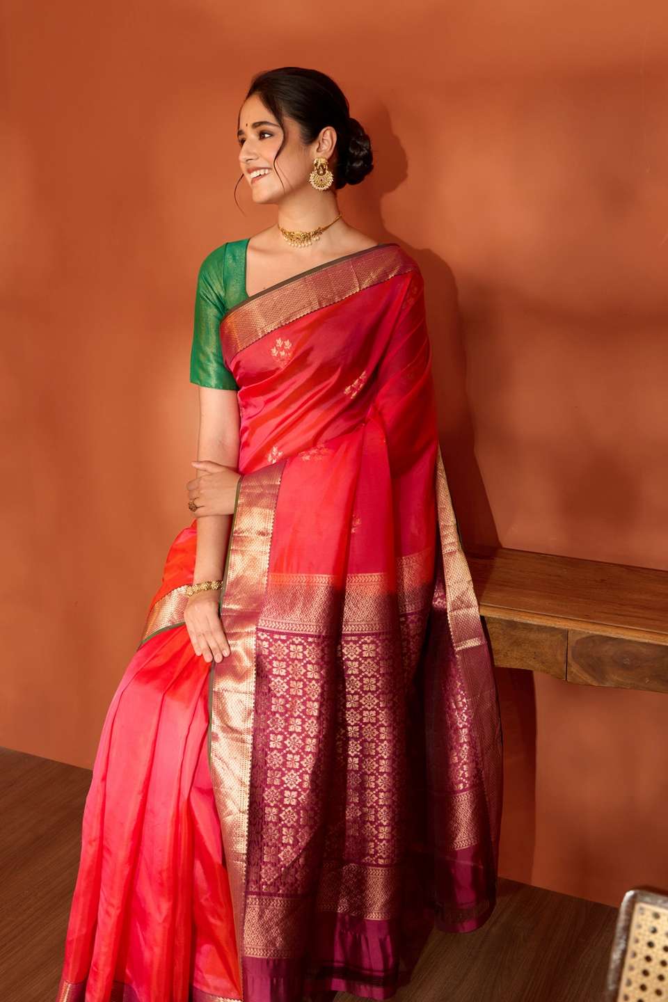 Red Woven Apsara Silk Viscose Saree