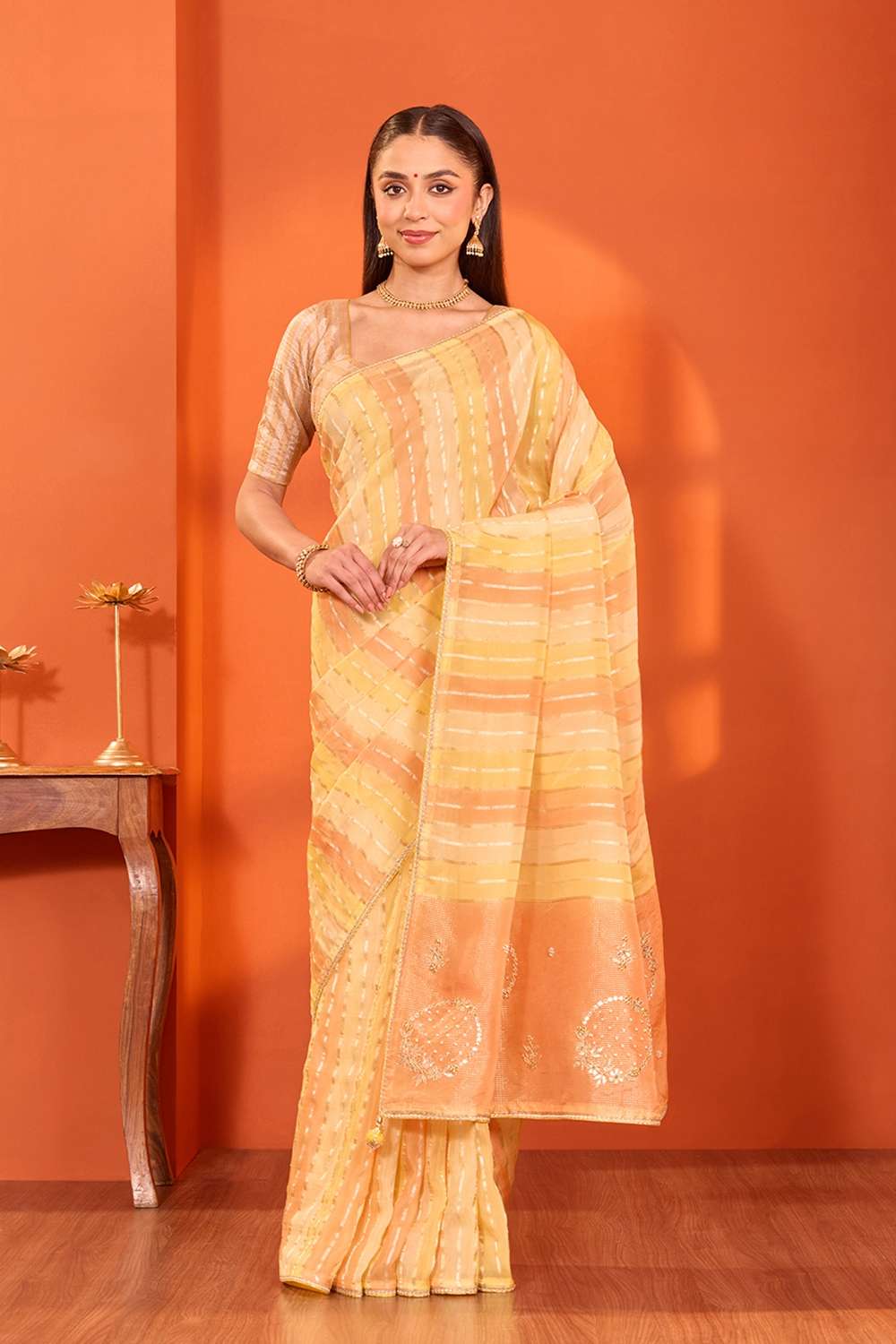 Yellow  Viscose Organza Gotta Patti Saree image number null