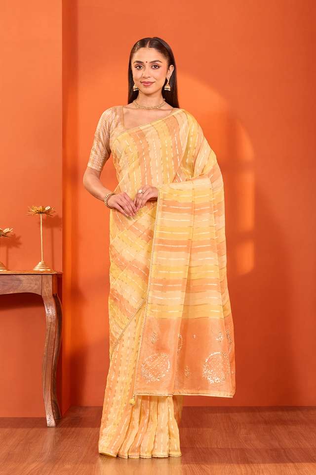 Yellow  Viscose Organza Gotta Patti Saree thumbnail image number null