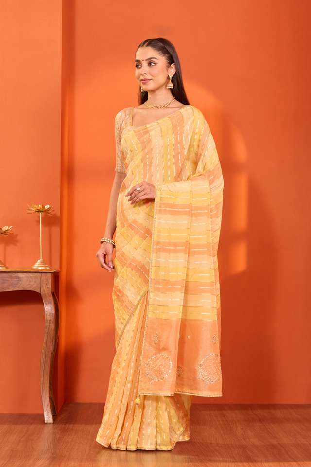 Yellow  Viscose Organza Gotta Patti Saree thumbnail image number null
